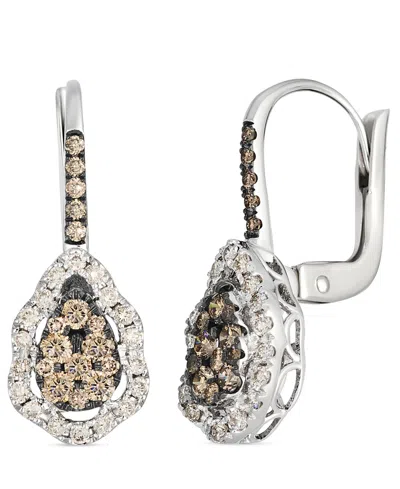 Le Vian Nude Diamond (0.26 Ct. T.w.) And Chocolate Diamond ( 0.50 Ct. T.w.) Earrings In 14k Vanilla Gold In White