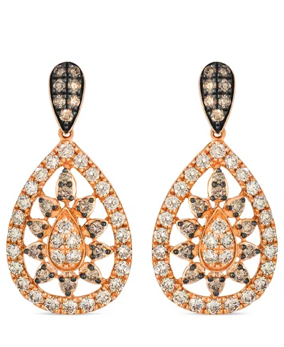 Le Vian Nude Diamond (0.96 Ct. T.w.) And Chocolate Diamond ( 0.44 Ct. T.w.) Earrings In 14k Strawberry Gold