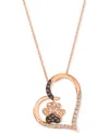 Le Vian Nude Diamond (1/4 Ct. T.w.) & Chocolate Diamond (1/10 Ct. T.w.) Paw Print Heart Pendant Necklace In 