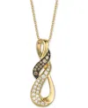 Le Vian Nude Diamond & Chocolate Diamond Double Swirl Adjustable 20" Pendant Necklace (5/8 Ct. T.w.) In 14k  In Gold