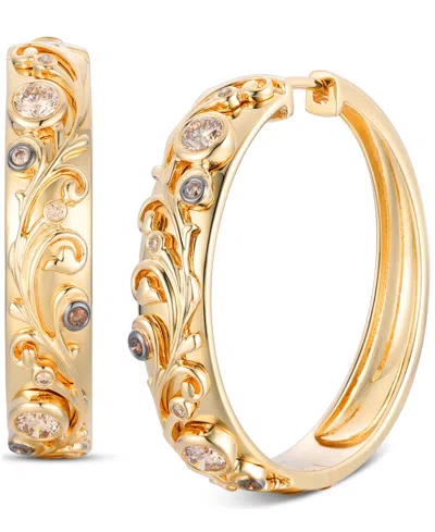Le Vian Nude Diamond & Chocolate Diamond Filigree Hoop Earrings (1/2 Ct. T.w.) In 14k Honey Gold