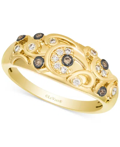 Le Vian Nude Diamond & Chocolate Diamond Filigree Ring (1/6 Ct. T.w.) In 14k Honey Gold In Yellow Gold