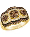 Le Vian Nude Diamond & Chocolate Diamond Halo Cluster Ring (1-1/4 Ct. T.w.) In 14k Gold In No Color