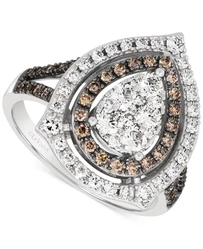 Le Vian Nude Diamond & Chocolate Diamond Teardrop Halo Cluster Ring (1-1/6 Ct. T.w.) In 14k White Gold In Silver