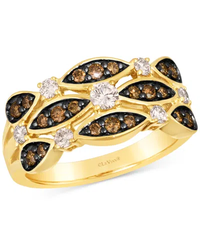 Le Vian Nude Diamond & Chocolate Diamond Triple Row Openwork Statement Ring (3/4 Ct. T.w.) In 14k Gold In 14k Honey Gold Ring