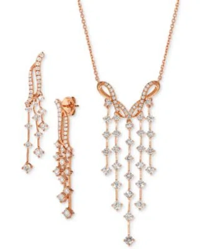 Le Vian Nude Diamond Dangling Earrings Necklace In 14k Strawberry Gold Adjustable Necklace