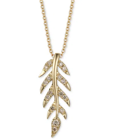 Le Vian Nude Diamond Leaf Adjustable 20" Pendant Necklace (1/8 Ct. T.w.) In 14k Gold
