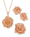 Le Vian Nude Diamond Rose Ring Earrings Necklace In Rose Gold