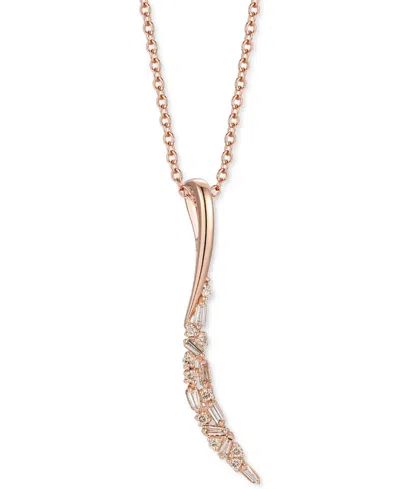 Le Vian Nude Diamond Round & Baguette Feather Adjustable 20" Pendant Necklace (1/4 Ct. T.w.) In 14k Rose Gol In Rose Gold