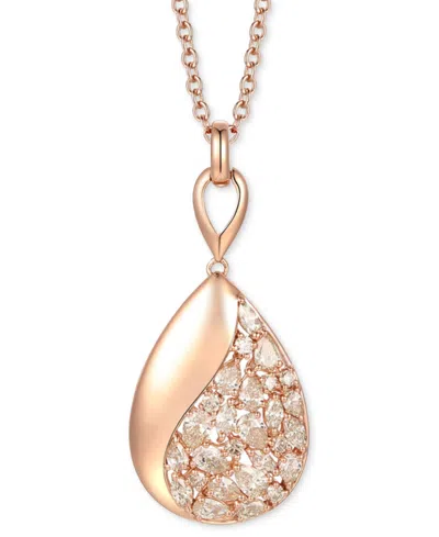 Le Vian Nude Diamond Teardrop Mixed Cut Cluster Adjustable 20" Pendant Necklace (1-1/4 Ct. T.w.) In 14k Rose In No Color