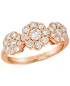 Le Vian Nude Diamond Triple Cluster Flower Ring (1 Ct. T.w.) In 14k Rose Gold In Rose Gold