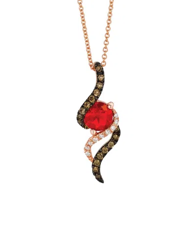 Le Vian ® Ocean Wave 14k 0.70 Ct. Tw. Diamond & Fire Opal Pendant Necklace In Gold