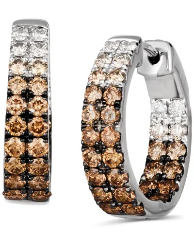 Le Vian Ombre Chocolate Diamond Ombre In & Out Small Hoop Earrings (2-1/4 Ct. T.w.) In 14k White Gold, 0.75" In 14k Vanilla Gold Earrings