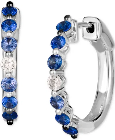 Le Vian Ombre Denim Ombre (3/4 Ct. T.w.) & White Sapphire (1/8 Ct. T.w.) Small Hoop Earrings In 14k White Go In Metallic