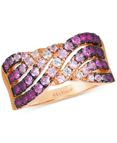 Le Vian Ombre Pink Sapphire Ombre (1-1/6 Ct. T.w.) & White Sapphire (1/8 Ct. T.w.) Multirow Crossover Ring I In Gold