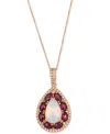 Le Vian Opal (1-1/2 Ct. T.w.), Rhodolite (2-2/5 Ct. T.w.) & Nude Diamond (1/2 Ct. T.w.) Teardrop Pendant 20" In Gold