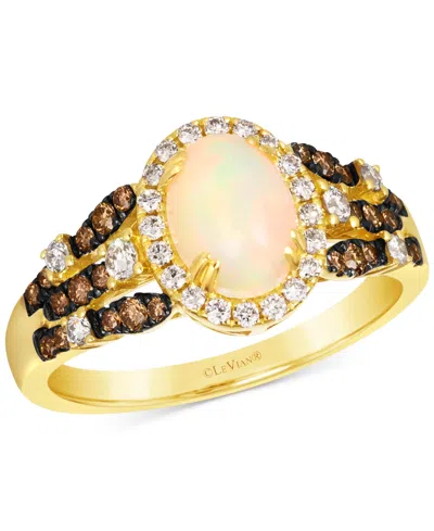 Le Vian Opal (5/8 Ct. T.w.) & Diamond (1/2 Ct. T.w.) Halo Ring In 14k Yellow Gold
