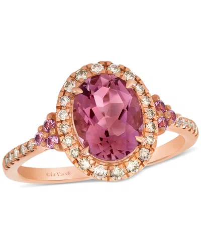 Le Vian Passion Fruit Tourmaline (1-1/2 Ct. T.w.), Bubble Gum Pink Sapphire (1/10 Ct. T.w.), & Nude Diamond In Rose Gold