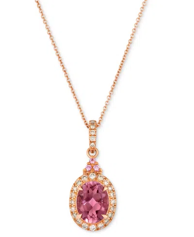 Le Vian Passion Fruit Tourmaline (1-1/2 Ct. T.w.), Bubble Gum Pink Sapphire (1/20 Ct. T.w.), & Nude Diamond In Rose Gold