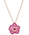 Le Vian Passion Ruby (1/10 Ct. T.w.) & Bubble Gum Pink Sapphire (3/4 Ct.t .w.) Flower Pendant Necklace In 14 In No Color