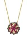 Le Vian Passion Ruby (1/2 Ct. T.w.) & Diamond (1/2 Ct. T.w.) Flower Cluster Adjustable 20" Pendant Necklace 