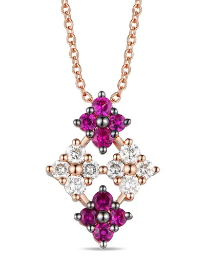 Le Vian ® Passion Ruby™ 14k Rose Gold 0.56 Ct. Tw. Diamond & Ruby Pendant In Pink/rose Gold Tone/gold Tone