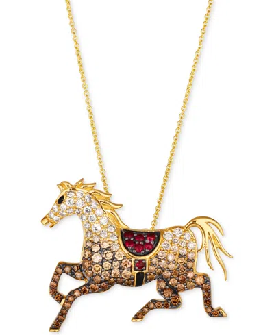 Le Vian Passion Ruby (1/6 Ct. T.w.) & Chocolate Ombre Diamond (1-1/3 Ct. T.w.) Equestrian Adjustable 20" Pen In No Color
