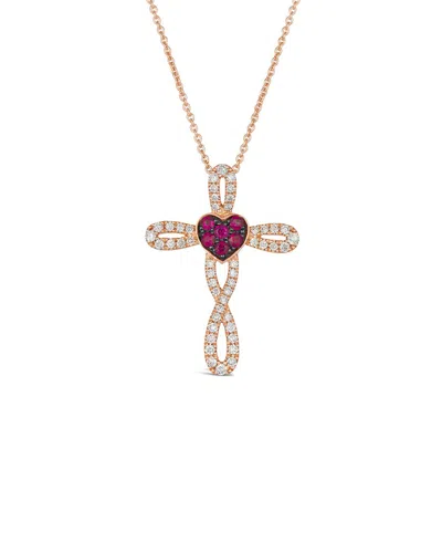 Le Vian ® Passion Ruby Cross 14k Rose Gold 0.47 Ct. Tw. Diamond & Ruby Cross Pendant