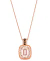Le Vian Peach Morganite (1-1/2 Ct. T.w.) & Diamond (1/3 Ct. T.w.) Halo Adjustable 20" Pendant Necklace In 14 In Rose Gold