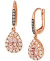 Le Vian Peach Morganite (1 Ct. T.w.), Nude Diamond (3/8 Ct. T.w.) & Chocolate Diamond (1/10 Ct. T.w.) Teardr In Multi