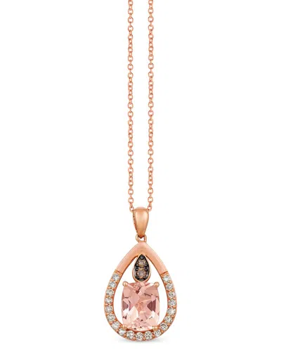 Le Vian Peach Morganite 14k Rose Gold 2.63 Ct. Tw. Diamond & Morganite Pendant Necklace