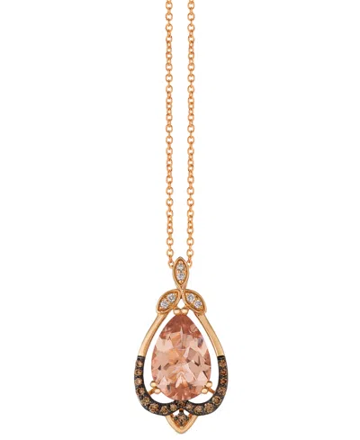Le Vian Peach Morganite (2-1/3 Ct. T.w.) & Diamond (1/8 Ct. T.w.) Teardrop 18" Pendant Necklace In 14k Rose In Rose Gold