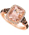 Le Vian Peach Morganite (2-1/4 Ct. T.w.) & Diamond (3/8 Ct. T.w.) Halo Ring In 14k Rose Gold In Gold