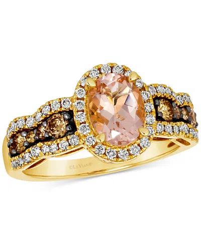 Le Vian Peach Morganite (3/4 Ct. T.w.), Nude Diamond (3/8 Ct. T.w.) & Chocolate Diamond (1/3 Ct. T.w.) Oval In Yellow Gold