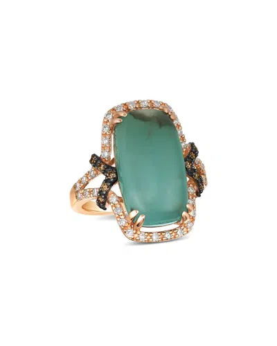 Le Vian ® Peacock Aquaprase™ 14k Rose Gold 10.30 Ct. Tw. Diamond & Aquaprase Ring In Green