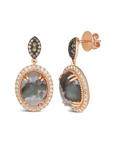 LE VIAN LE VIAN® PEACOCK AQUAPRASE™ 14K ROSE GOLD 10.37 CT. TW. DIAMOND & AQUAPRASE EARRINGS