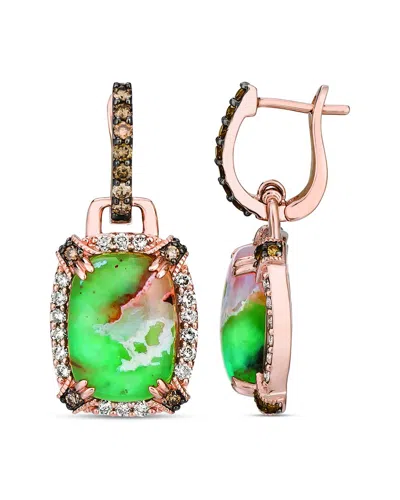 LE VIAN LE VIAN® PEACOCK AQUAPRASE™ 14K ROSE GOLD 10.56 CT. TW. DIAMOND & AQUAPRASE EARRINGS