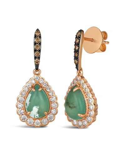 Le Vian ® Peacock Aquaprase™ 14k Rose Gold 3.55 Ct. Tw. Diamond & Aquaprase Earrings In Green