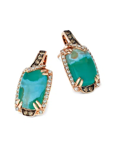Le Vian Peacock Aquaprase 14k Rose Gold 7.11 Ct. Tw. Diamond & Aquaprase Candy Earrings In Blue