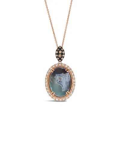 Le Vian ® Peacock Aquaprase™ 14k Rose Gold 8.21 Ct. Tw. Diamond & Aquaprase Candy Pendant In Blue