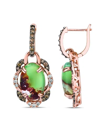 LE VIAN LE VIAN® PEACOCK AQUAPRASE™ 14K ROSE GOLD 9.39 CT. TW. DIAMOND & AQUAPRASE EARRINGS