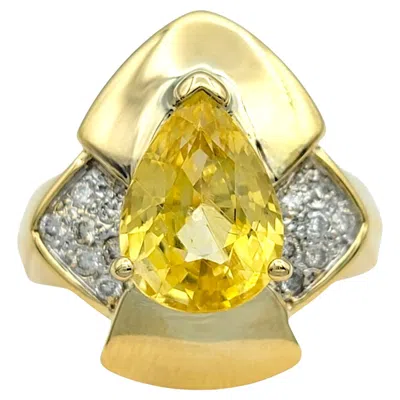 Pre-owned Le Vian Pear Cut Yellow Sapphire And Diamond Cocktail Ring In 18 Karat Gold