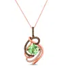 Le Vian ® 14k Rose Gold 3.73 Ct. Tw. Diamond & Green Quartz Pendant Necklace In Yellow