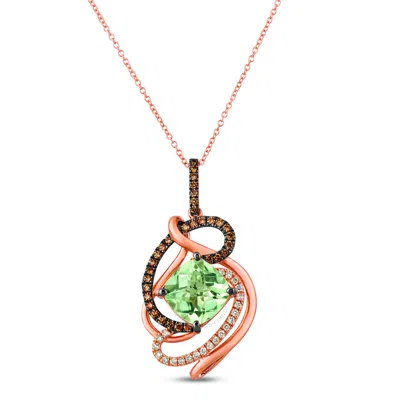 Le Vian ® 14k Rose Gold 3.73 Ct. Tw. Diamond & Green Quartz Pendant Necklace In Yellow