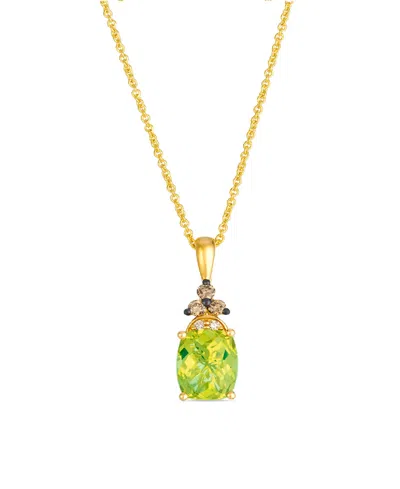 Le Vian Peridot (1.50 Ct. T.w.), Vanilla And Chocolate Diamonds Pendant Necklace (0.09 Ct. T.w.) In 14k Hone In Gold