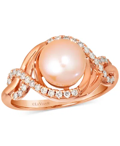 Le Vian Pink Freshwater Pearl (8mm) & Nude Diamond (1/4 Ct. T.w.) Twist Ring In 14k Rose Gold In 14k Strawberry Gold Ring