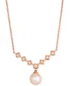 Le Vian Pink Freshwater Pearl (8mm) & Nude Diamond (1/5 Ct. T.w.) Adjustable 19" Statement Necklace In 14k R In 14k Strawberry Gold Adjustable Necklace