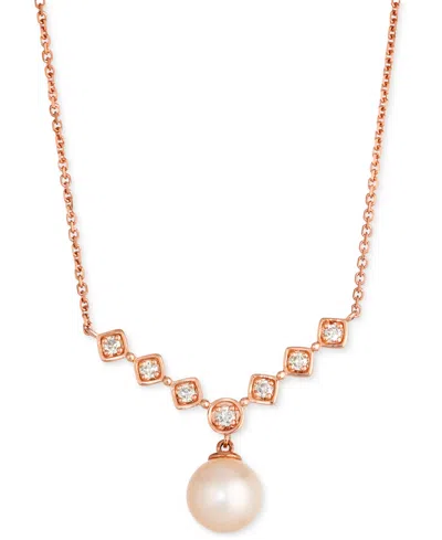Le Vian Pink Freshwater Pearl (8mm) & Nude Diamond (1/5 Ct. T.w.) Adjustable 19" Statement Necklace In 14k R In 14k Strawberry Gold Adjustable Necklace