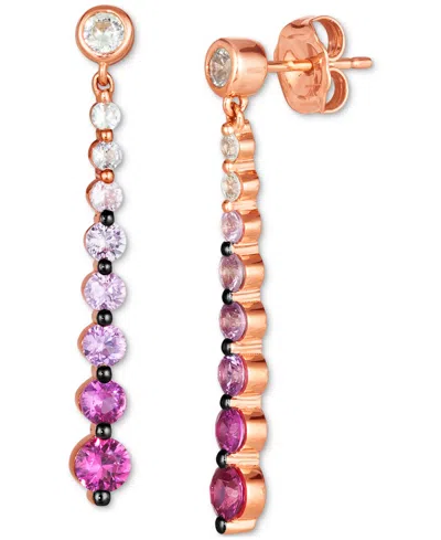 Le Vian Pink Ombre Sapphire (1-1/6 Ct. T.w.) & White Sapphire (1/4 Ct. T.w.) Drop Earrings In 14k Rose Gold