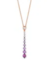 Le Vian Pink Ombre Sapphire (7/8 Ct. T.w.) & White Sapphire (1/6 Ct. T.w.) Linear Adjustable 20" Pendant Nec In Rose Gold